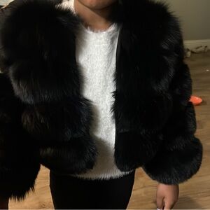 Luxurious Black Faux Fur Kids Jacket